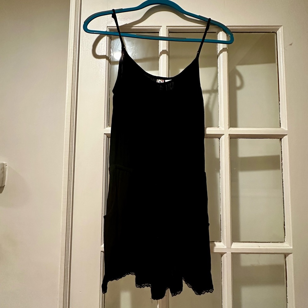 Little Black Romper w/ Lace Detail & Tie
